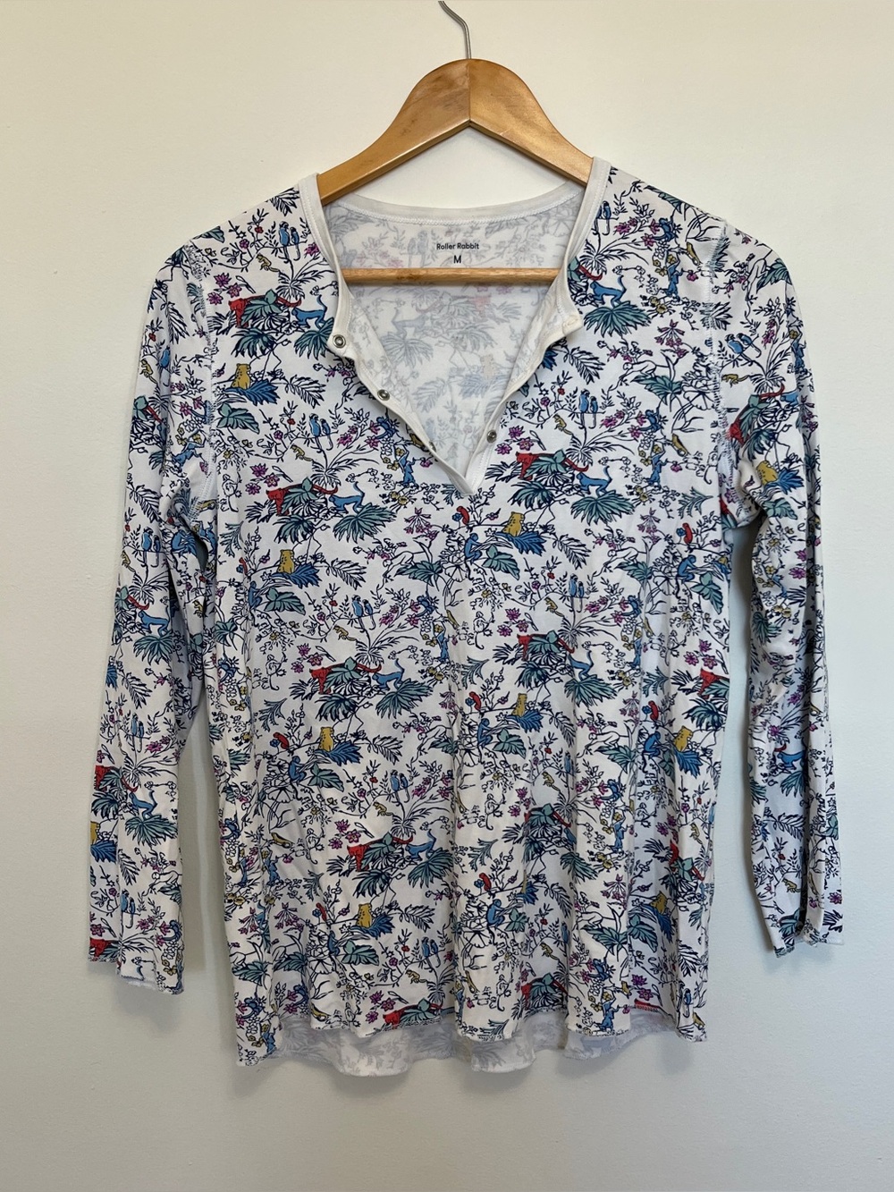 Roller Rabbit Charlie & Friends Jungle Pajama Snap Long Sleeve Top Size M